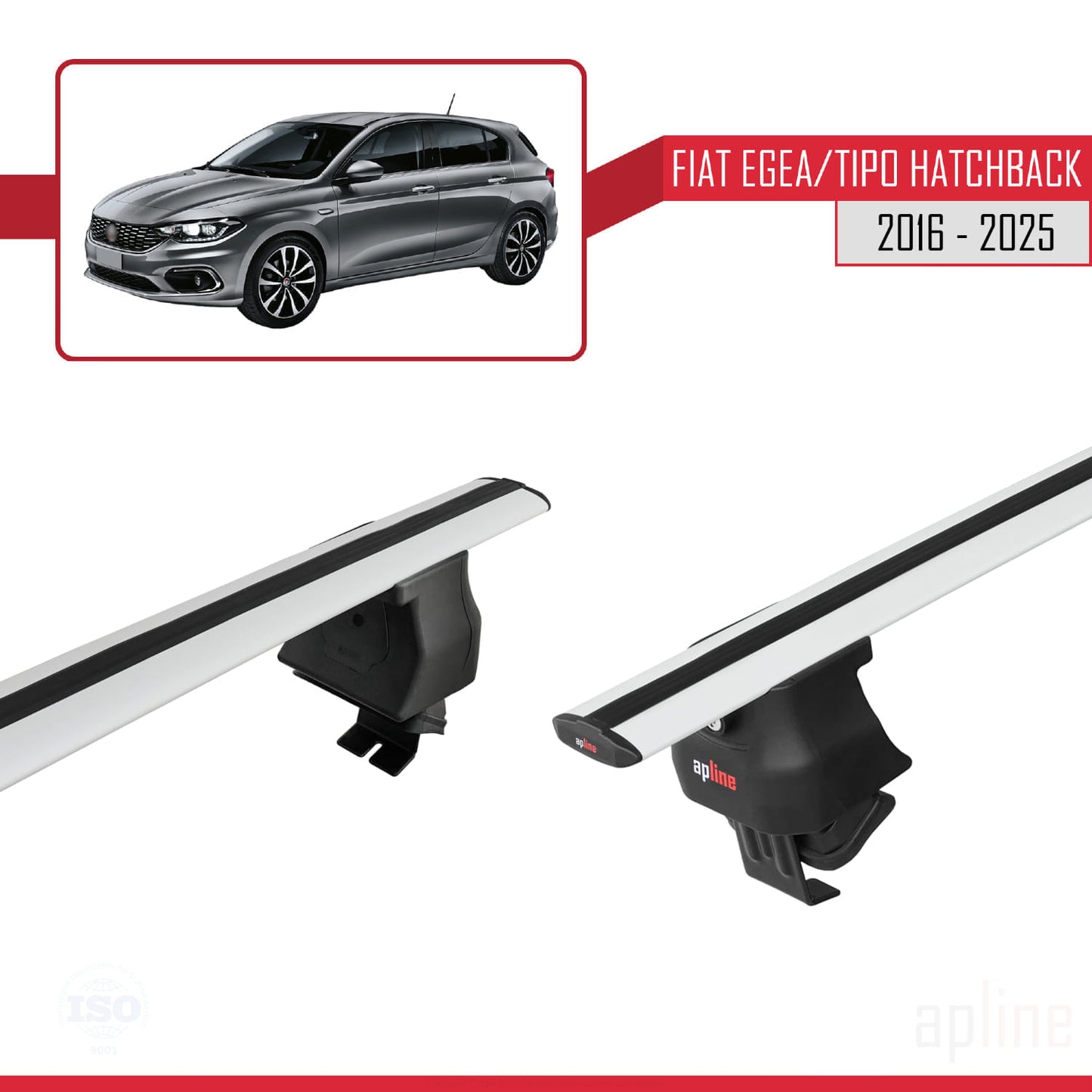 Compatible avec Fiat Egea HB 2016-2025 ACE-4 Barres de Toit Railing Porte-Bagages de Voiture Gris Aluminium 2 Barres