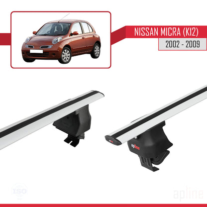 Compatible avec Nissan Micra 3 (K12) 2002-2009 ACE-4 Barres de Toit Railing Porte-Bagages de Voiture Gris Aluminium 2 Barres