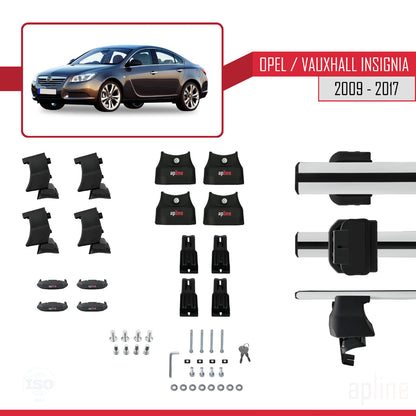 Compatible with Opel/Vauxhall Insignia 2009-2017 ACE-4 Car Roof Rack Cross Bar Grey Aluminium 2 Bars