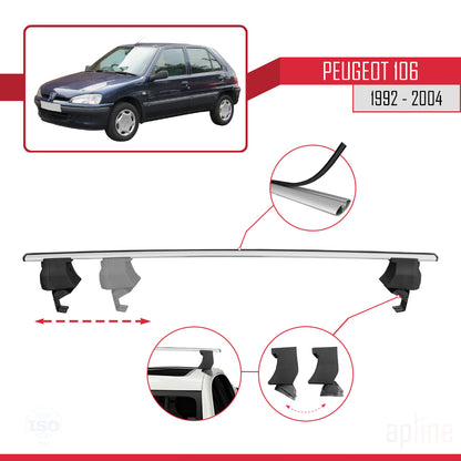 Compatible with Peugeot 106 1992-2004 ACE-4 Car Roof Rack Cross Bar Grey Aluminium 2 Bars