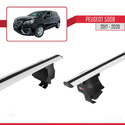 Compatible avec Peugeot 5008 II (P87) Pre-Facelift 2017-2020 ACE-4 Barres de Toit Railing Porte-Bagages de Voiture Gris Aluminium 2 Barres