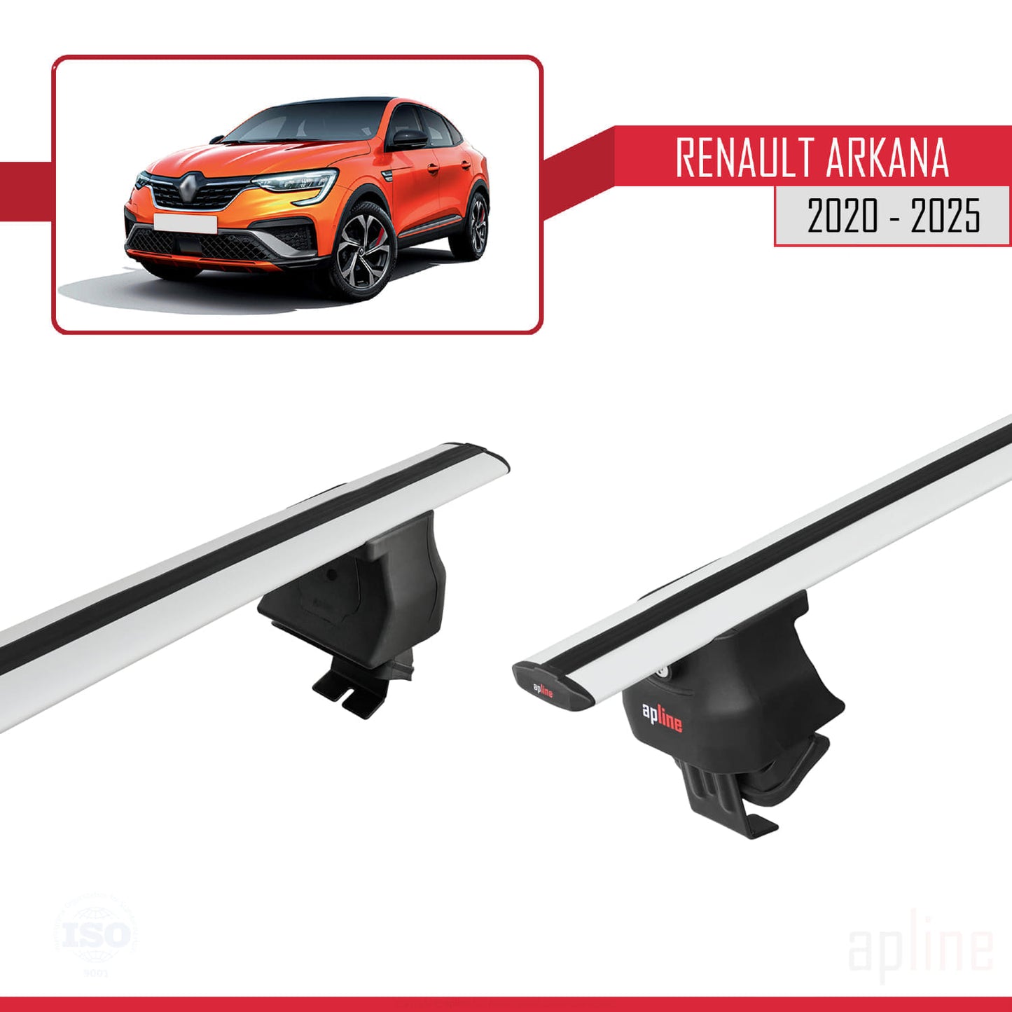 Compatible avec Renault Arkana 2020-2025 ACE-4 Barres de Toit Railing Porte-Bagages de Voiture Gris Aluminium 2 Barres