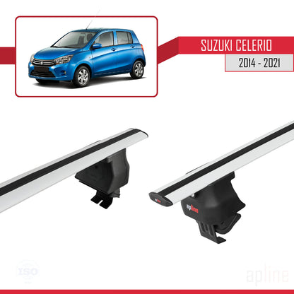 Compatible avec Suzuki Celerio 2 (FE) 2014-2021 ACE-4 Barres de Toit Railing Porte-Bagages de Voiture Gris Aluminium 2 Barres