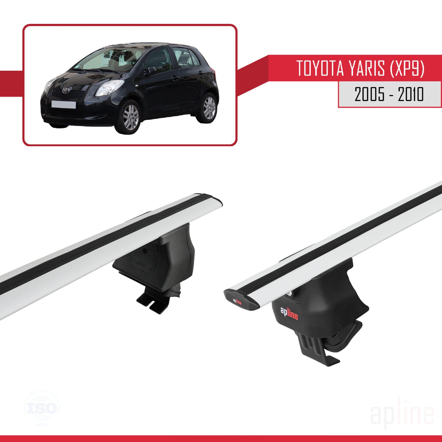 Kompatibel mit Toyota Yaris 2 (XP90) 2005-2010 ACE-4 Relingträger Dachträger Auto Gepäckträger Grau Aluminium 2 Stangen