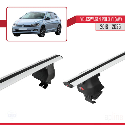 Compatible with Volkswagen Polo 6 (AW) 2018-2025 ACE-4 Car Roof Rack Cross Bar Grey Aluminium 2 Bars
