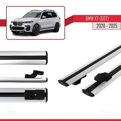 Kompatibel mit BMW X7 (G07) ​​2020-2025 Basismodell Dachgepäckträger, graues Aluminium, 2 Stangen