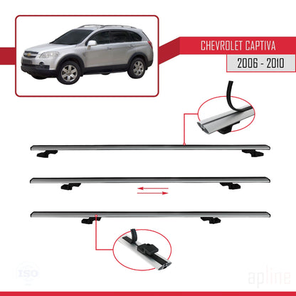 Compatible avec Chevrolet Captiva 2006-2010 BASIC Model Barres de Toit Railing Porte-Bagages de Voiture Gris Aluminium 3 Barres