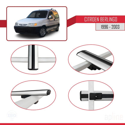 Compatible with Citroen Berlingo (M49) 1996-2003 BASIC Model Car Roof Rack Cross Bar Grey Aluminium 3 Bars