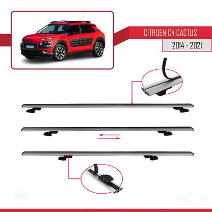 Compatible avec Citroen C4 Cactus 2014-2021 BASIC Model Barres de Toit Railing Porte-Bagages de Voiture Gris Aluminium 3 Barres