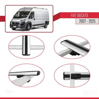 Kompatibel mit Fiat Ducato 3 2007-2025 Basismodell Dachgepäckträger, graues Aluminium, 2 Stangen