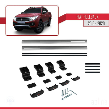 Kompatibel mit Fiat Fullback 2016-2020 Basismodell Dachgepäckträger, graues Aluminium, 2 Stangen
