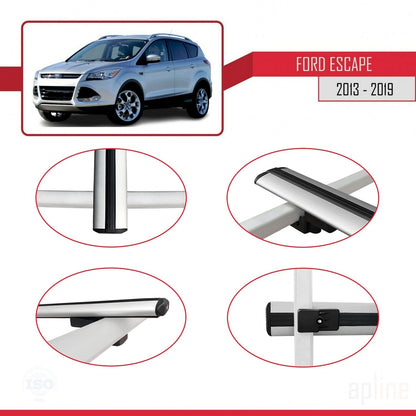 Compatible avec Ford Escape 3 2013-2019 BASIC Model Barres de Toit Railing Porte-Bagages de Voiture Gris Aluminium 3 Barres