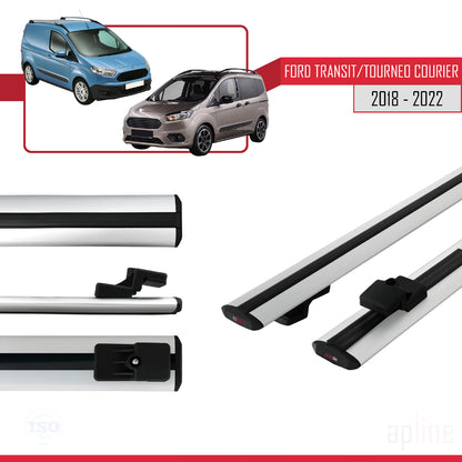 Compatible with Ford Transit/Tourneo Courier Post-Facelift 2018-2022 BASIC Model Car Roof Rack Cross Bar Grey Aluminium 2 Bars