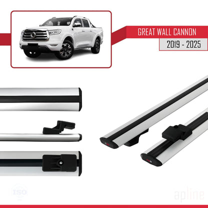 Compatible avec Great Wall Cannon 2019-2025 BASIC Model Barres de Toit Railing Porte-Bagages de Voiture Gris Aluminium 2 Barres