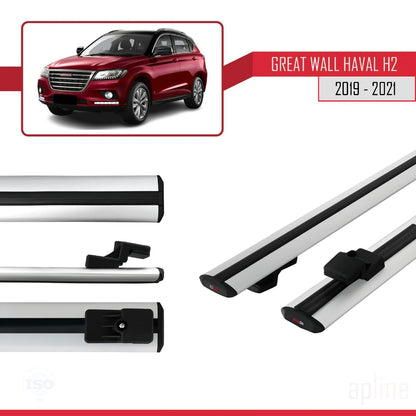 Compatible with Great Wall Haval H2 2019-2021 BASIC Model Car Roof Rack Cross Bar Grey Aluminium 2 Bars