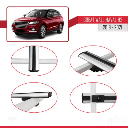 Compatible with Great Wall Haval H2 2019-2021 BASIC Model Car Roof Rack Cross Bar Grey Aluminium 2 Bars