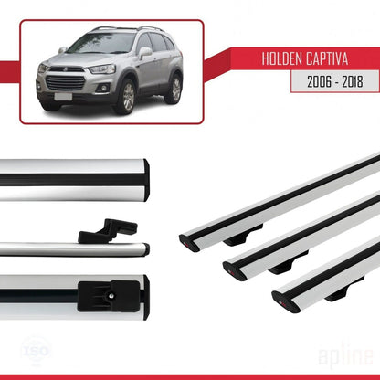 Kompatibel mit Holden Captiva 2006-2018 Basismodell Dachgepäckträger, graues Aluminium, 3 Stangen