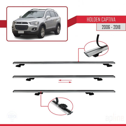 Kompatibel mit Holden Captiva 2006-2018 Basismodell Dachgepäckträger, graues Aluminium, 3 Stangen