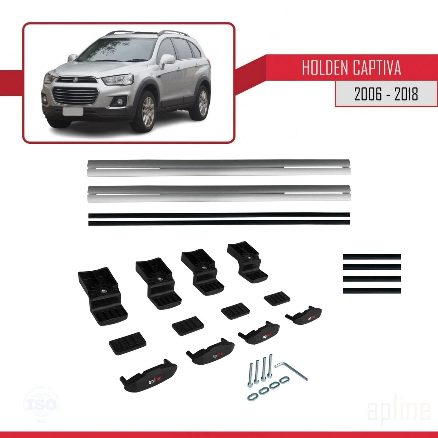 Kompatibel mit Holden Captiva 2006-2018 Basismodell Dachgepäckträger, graues Aluminium, 2 Stangen