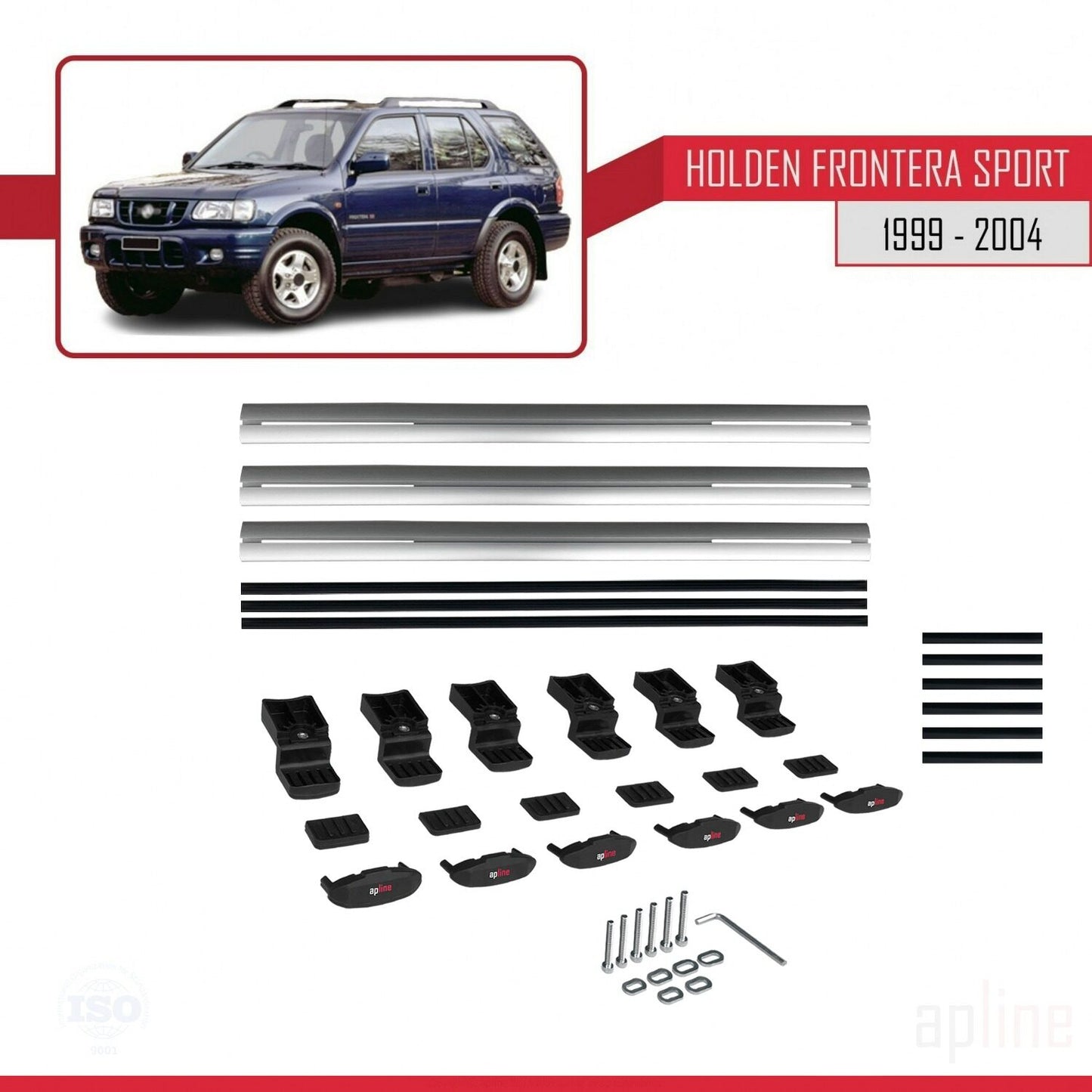 Compatible avec Holden Frontera Sport 2 1999-2004 BASIC Model Barres de Toit Railing Porte-Bagages de Voiture Gris Aluminium 3 Barres