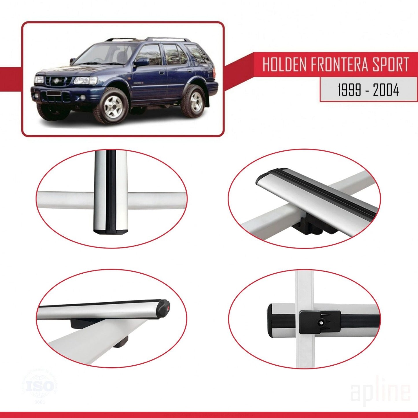 Compatible avec Holden Frontera Sport 2 1999-2004 BASIC Model Barres de Toit Railing Porte-Bagages de Voiture Gris Aluminium 2 Barres