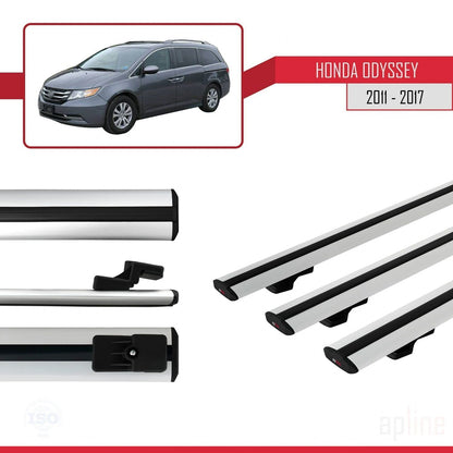 Compatible avec Honda Odyssey 2011-2017 BASIC Model Barres de Toit Railing Porte-Bagages de Voiture Gris Aluminium 3 Barres