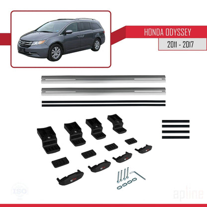 Compatible avec Honda Odyssey 2011-2017 BASIC Model Barres de Toit Railing Porte-Bagages de Voiture Gris Aluminium 2 Barres