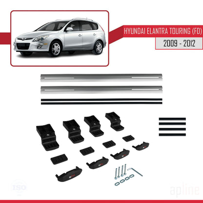 Compatible avec Hyundai Elantra Touring (FD) 2009-2012 BASIC Model Barres de Toit Railing Porte-Bagages de Voiture Gris Aluminium 2 Barres