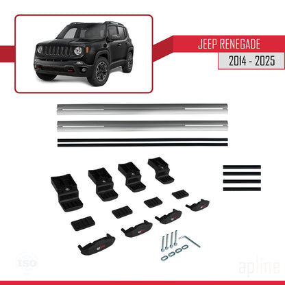 Compatible avec Jeep Renegade (BU) 2014-2025 BASIC Model Barres de Toit Railing Porte-Bagages de Voiture Gris Aluminium 2 Barres