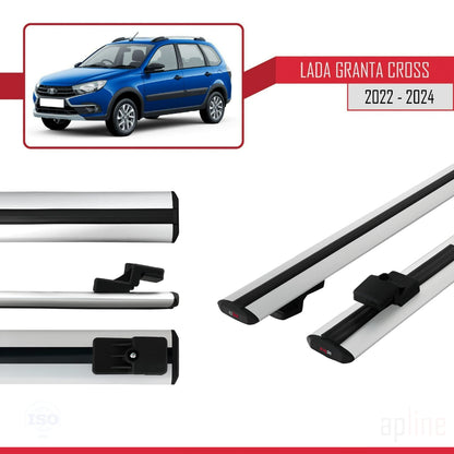 Compatible avec Lada Granta Cross 2022-2024 BASIC Model Barres de Toit Railing Porte-Bagages de Voiture Gris Aluminium 2 Barres
