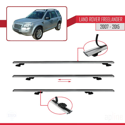 Compatible avec Land Rover Freelander 2 (L359) 2007-2015 BASIC Model Barres de Toit Railing Porte-Bagages de Voiture Gris Aluminium 2 Barres