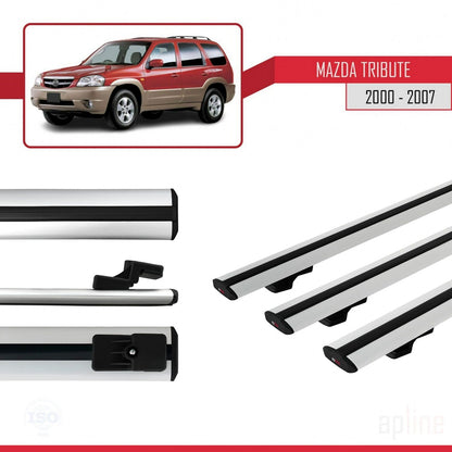 Compatible avec Mazda Tribute 2000-2007 BASIC Model Barres de Toit Railing Porte-Bagages de Voiture Gris Aluminium 3 Barres