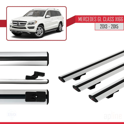 Compatible avec Mercedes Classe GL 2 (X166) Pre-Facelift 2013-2015 BASIC Model Barres de Toit Railing Porte-Bagages de Voiture Gris Aluminium 3 Barres