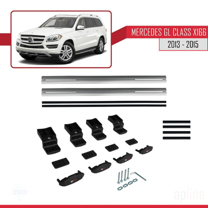 Compatible avec Mercedes Classe GL 2 (X166) Pre-Facelift 2013-2015 BASIC Model Barres de Toit Railing Porte-Bagages de Voiture Gris Aluminium 2 Barres