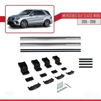 Compatible avec Mercedes Classe GLE 3 (W166) 2015-2018 BASIC Model Barres de Toit Railing Porte-Bagages de Voiture Gris Aluminium 2 Barres
