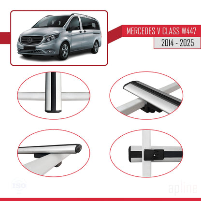 Compatible with Mercedes V Class 3 (W447) 2014-2025 BASIC Model Car Roof Rack Cross Bar Grey Aluminium 3 Bars