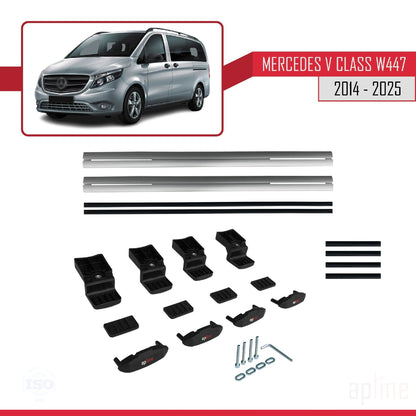 Compatible with Mercedes V Class 3 (W447) 2014-2025 BASIC Model Car Roof Rack Cross Bar Grey Aluminium 2 Bars