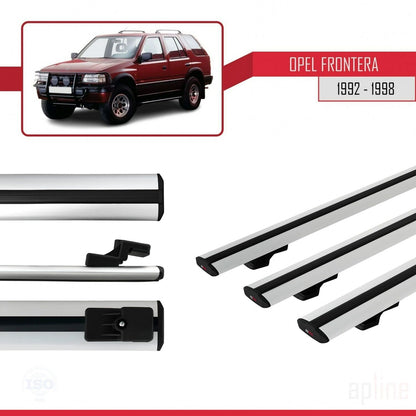 Compatible avec Opel Frontera 1992-1998 BASIC Model Barres de Toit Railing Porte-Bagages de Voiture Gris Aluminium 3 Barres