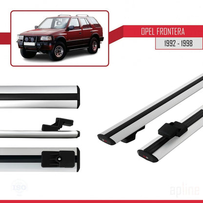 Compatible avec Opel Frontera 1992-1998 BASIC Model Barres de Toit Railing Porte-Bagages de Voiture Gris Aluminium 2 Barres