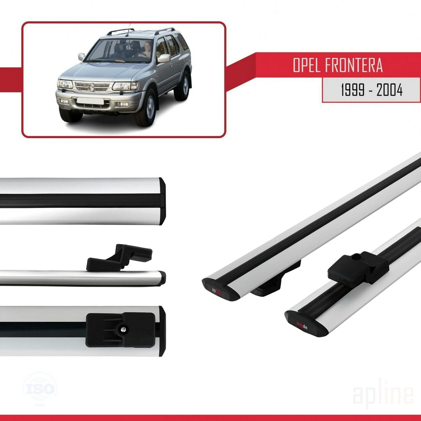 Compatible avec Opel Frontera 2 1999-2004 BASIC Model Barres de Toit Railing Porte-Bagages de Voiture Gris Aluminium 2 Barres
