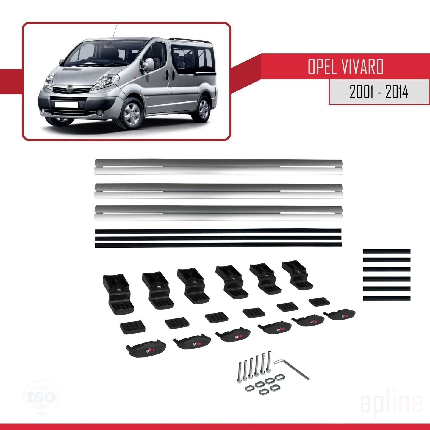 Compatible avec Opel Vivaro A 2001-2014 BASIC Model Barres de Toit Railing Porte-Bagages de Voiture Gris Aluminium 3 Barres
