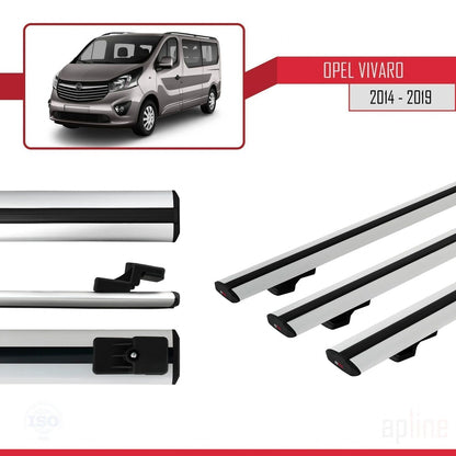 Compatible avec Opel Vivaro B 2014-2019 BASIC Model Barres de Toit Railing Porte-Bagages de Voiture Gris Aluminium 3 Barres