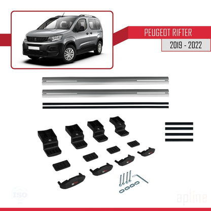 Compatible with Peugeot Rifter 2019-2022 BASIC Model Car Roof Rack Cross Bar Grey Aluminium 2 Bars