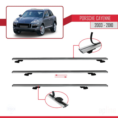 Compatible avec Porsche Cayenne (9PA) 2003-2010 BASIC Model Barres de Toit Railing Porte-Bagages de Voiture Gris Aluminium 2 Barres