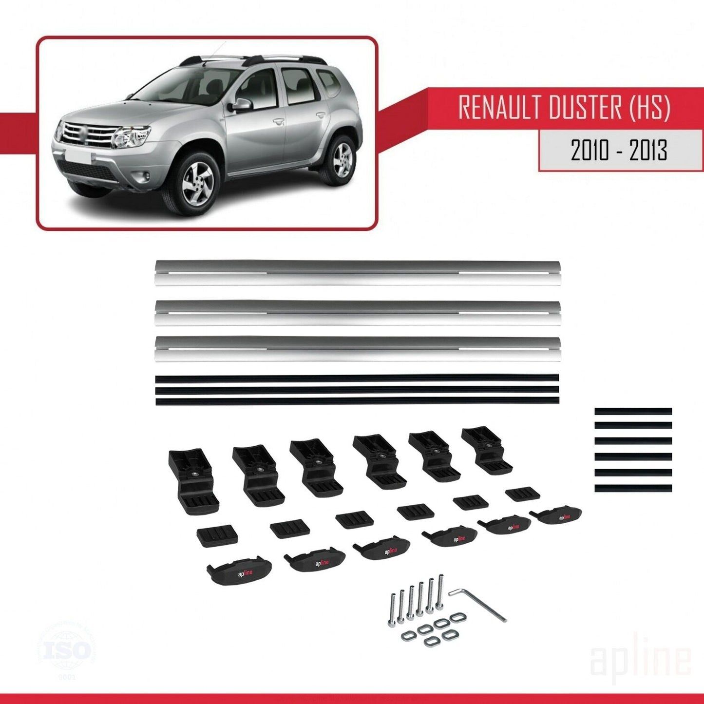 Compatible avec Renault Duster (HS) Pre-Facelift 2010-2013 BASIC Model Barres de Toit Railing Porte-Bagages de Voiture Gris Aluminium 3 Barres