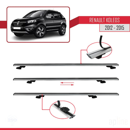 Compatible avec Renault Koleos (HY) Post-Facelift 2012-2015 BASIC Model Barres de Toit Railing Porte-Bagages de Voiture Gris Aluminium 2 Barres