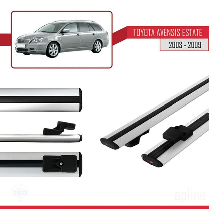 Compatible avec Toyota Avensis Break 2003-2009 BASIC Model Barres de Toit Railing Porte-Bagages de Voiture Gris Aluminium 2 Barres