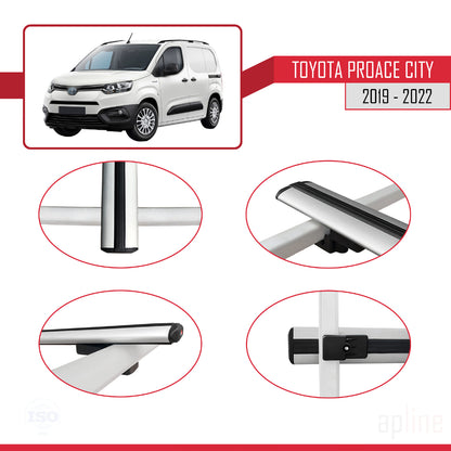 Compatible avec Toyota Proace City 2019-2022 BASIC Model Barres de Toit Railing Porte-Bagages de Voiture Gris Aluminium 2 Barres