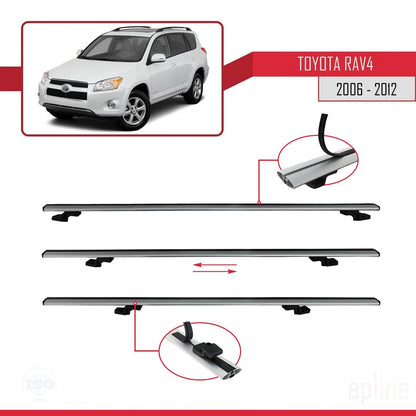 Compatible avec Toyota RAV4 III (XA30) 2006-2012 BASIC Model Barres de Toit Railing Porte-Bagages de Voiture Gris Aluminium 2 Barres