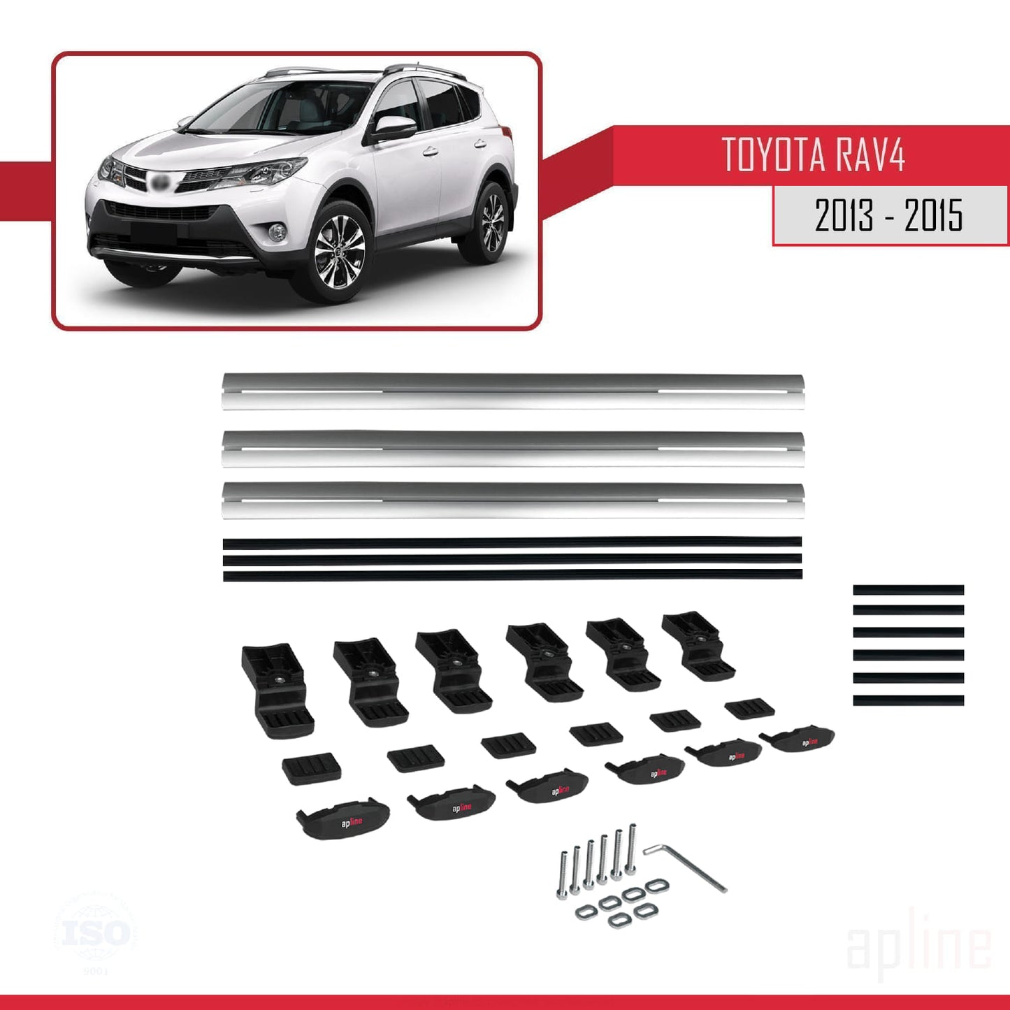 Compatible avec Toyota RAV4 IV (XA40) Pre-Facelift 2013-2015 BASIC Model Barres de Toit Railing Porte-Bagages de Voiture Gris Aluminium 3 Barres